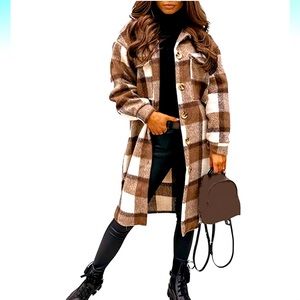 Long flannel plaid shacket. NWOT